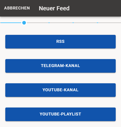 Wählen Sie den Feedtyp: RSS.