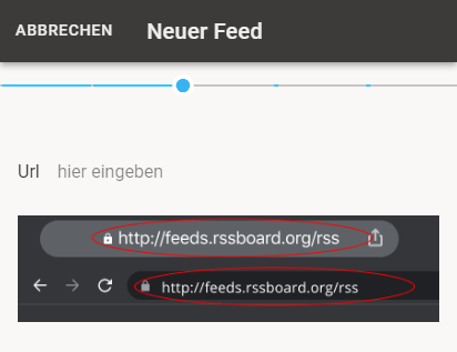 Geben Sie anschließend die Adresse des RSS-Feeds an.