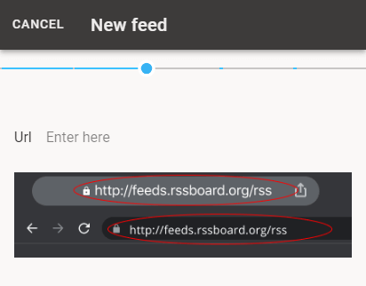 Then, specify the address of the RSS feed.