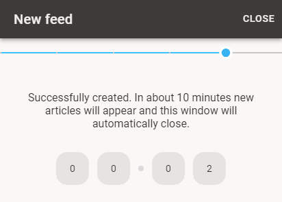 After saving the feed, a timer will appear.