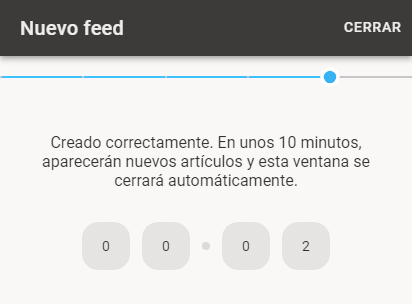 Después de guardar la fuente, aparecerá un temporizador.