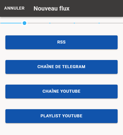 Sélectionnez le type de flux : RSS.