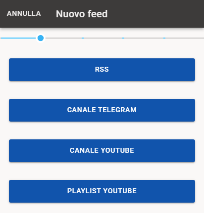 Seleziona il tipo di feed: RSS.