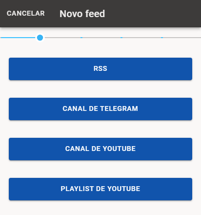 Selecione o tipo de feed: RSS.