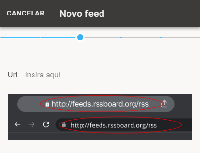 Em seguida, especifique o endereço do feed RSS.