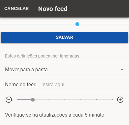 Você pode alterar essas configurações posteriormente.
