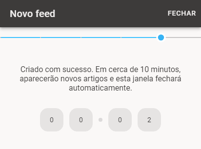 Após salvar o feed, um cronômetro será exibido.