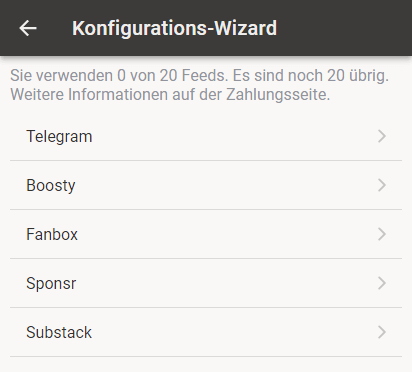 Öffnen Sie zunächst die App-Einstellungen und suchen Sie den Bereich „Passwortgeschützte Feeds“.