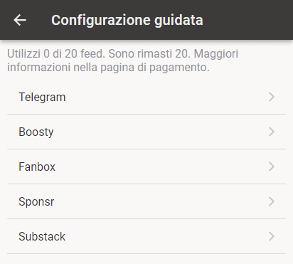 Innanzitutto, apri le impostazioni dell'app e trova la sezione «Feed protetti da password».